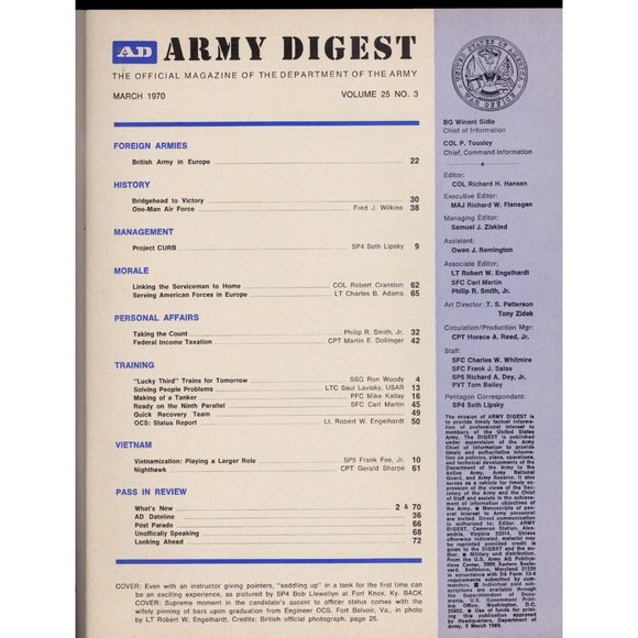 VINTAGE 51-YEAR-OLD VIETNAM-ERA ARMY DIGEST, MARCH 1970 Bridgehead to Victory - Picture 3 of 5
